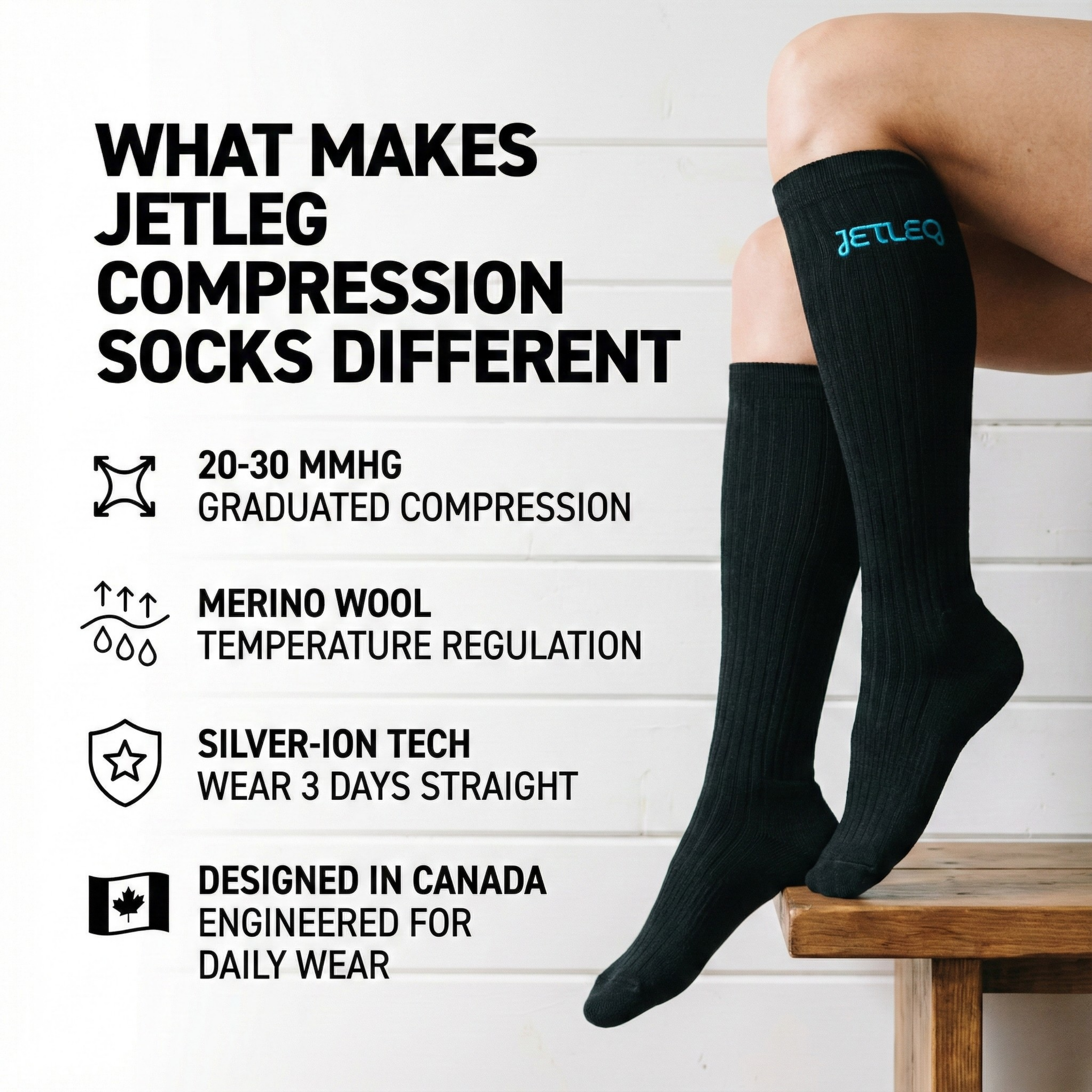 JETLEG Knee-High Compression Socks (1 Pair)