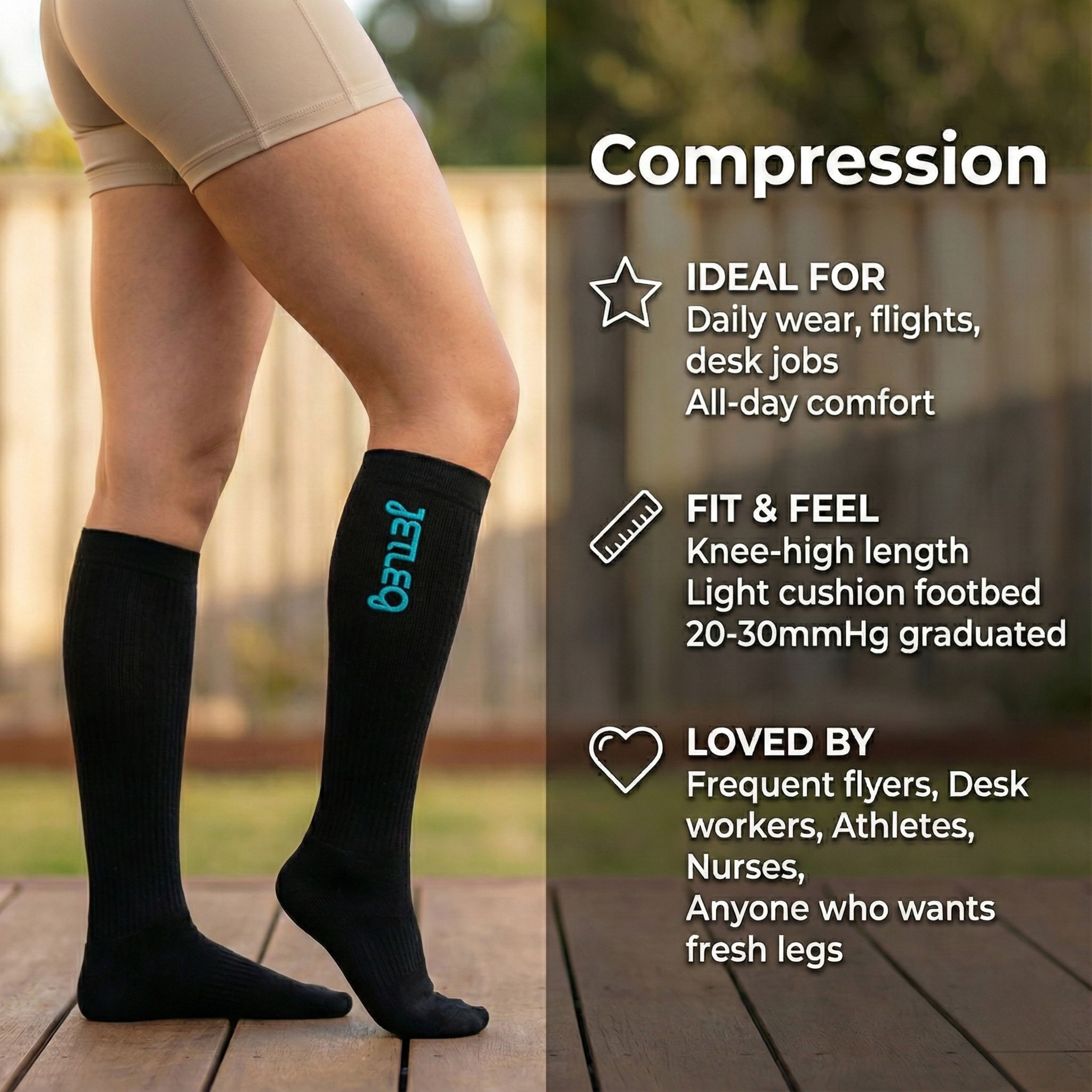 JETLEG Knee-High Compression Socks (1 Pair)